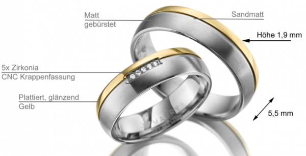 2 Trauringe / Eheringe Titan - Modell TI-15