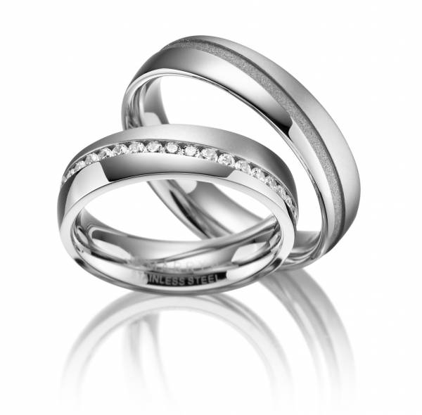 2 Trauringe / Eheringe Edelstahl - Modell ES-12