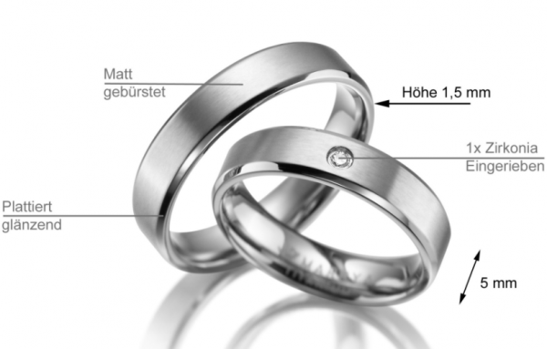 2 Trauringe / Eheringe Titan - Modell TI-19