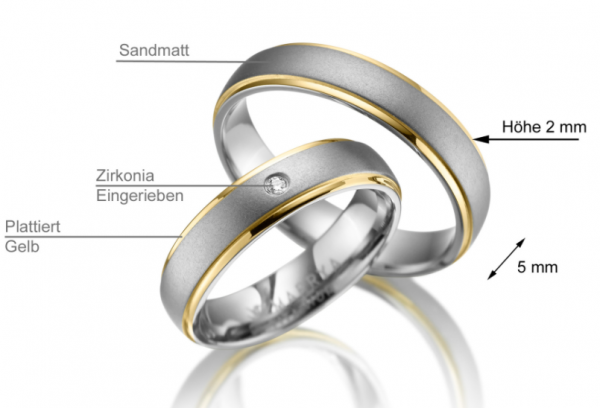 2 Trauringe / Eheringe Titan - Modell TI-11