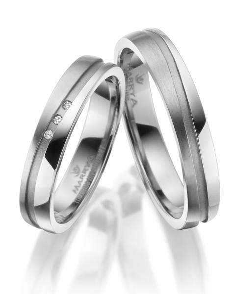 2 Trauringe / Eheringe Titan - Modell TI-43 3 Diamanten