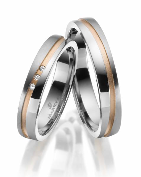 2 Trauringe / Eheringe Titan - Modell TI-45 3 Diamanten