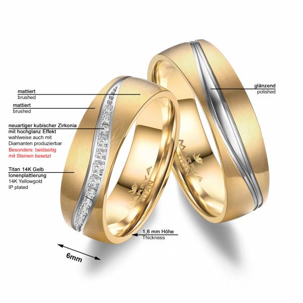 2 Trauringe / Eheringe Titan - Modell TI-40