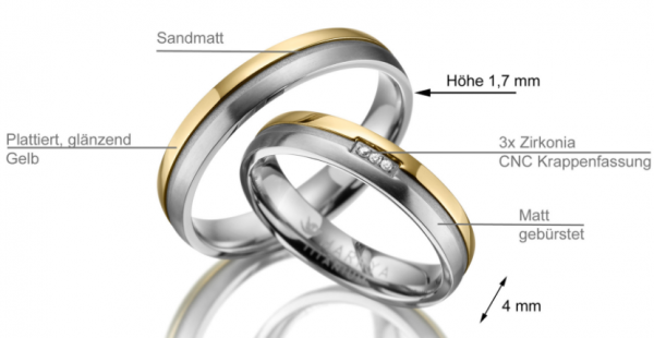 2 Trauringe / Eheringe Titan - Modell TI-13