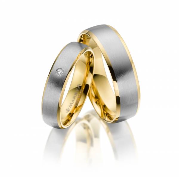 2 Trauringe / Eheringe Edelstahl - Modell ES-14