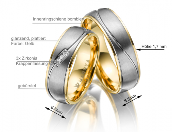 2 Trauringe / Eheringe Titan - Modell TI-05