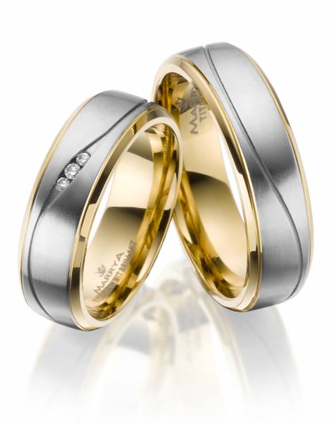 2 Trauringe / Eheringe Titan - Modell TI-50 Diamanten