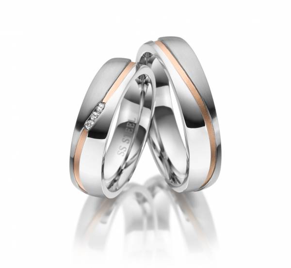 2 Trauringe / Eheringe Edelstahl - Modell ES-11