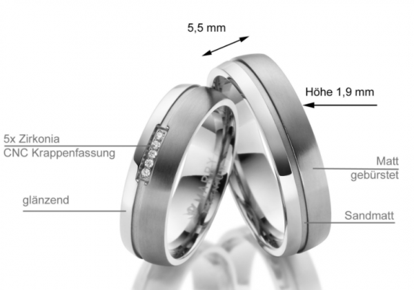 Partnerringe Titan TI-22 Details